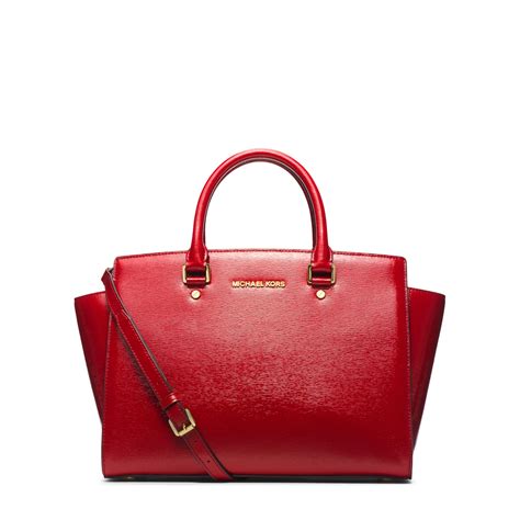 michael kors taschen selma verschiedene rottöne|Michael Kors selma satchel.